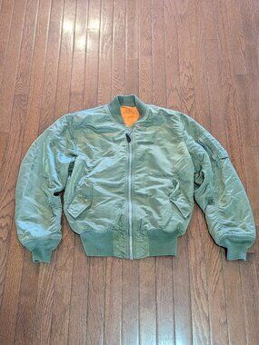Alpha Industries MA-1 Green Flight Jacket Made in USA - Size S